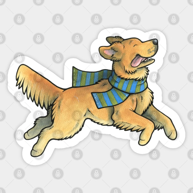 Running Golden Retriever Sticker by animalartbyjess